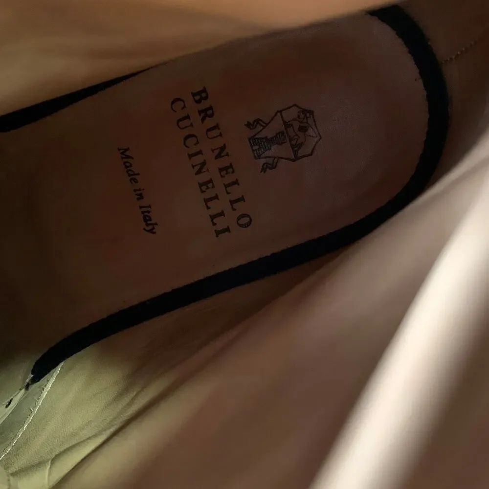 BRUNELLO CUCINELLI Size 10 Brown Wingtip Leather Boots